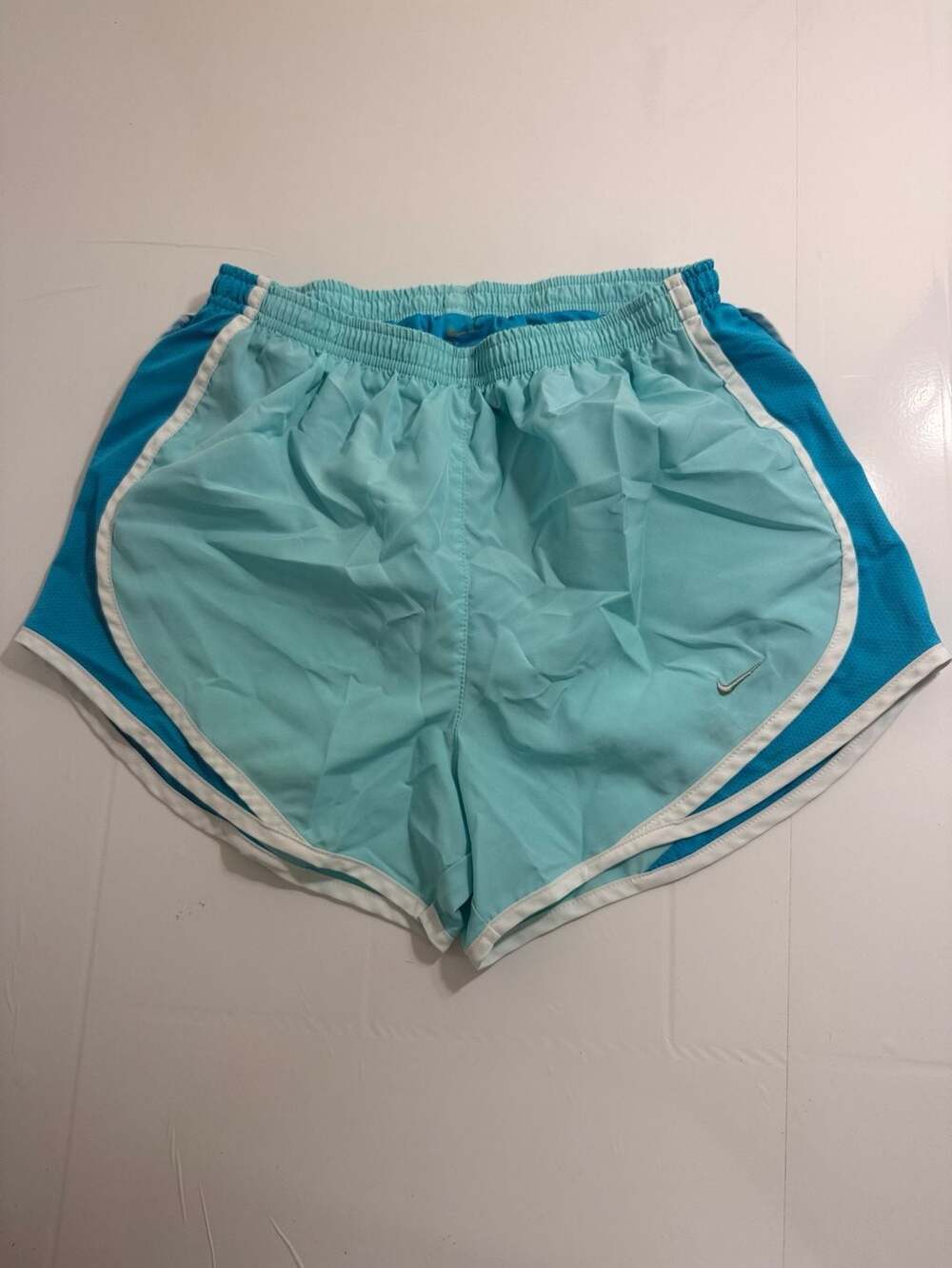Nike Dri-Fit Lined Swoosh Running Shorts Women's Small Blue